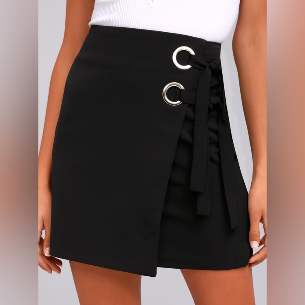 Lulu’s Chic for the Week Black Wrap Mini Skirt - Picture 2 of 10